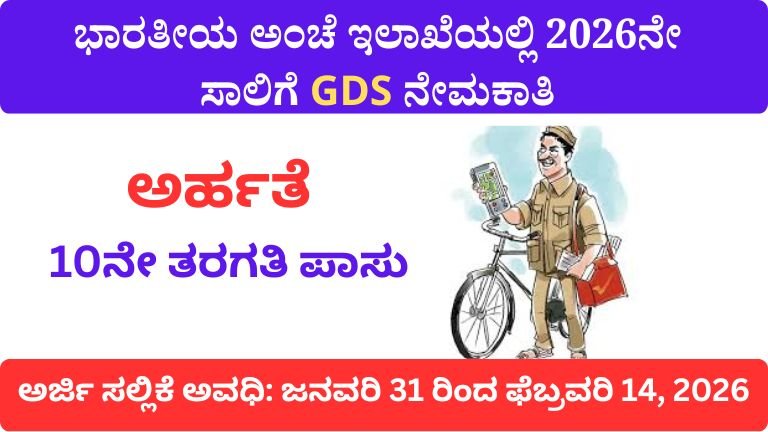 ಭಾರತೀಯ ಅಂಚೆ ಇಲಾಖೆಯಲ್ಲಿ 2026 ನೇ ಸಾಲಿಗೆ GDS ನೇಮಕಾತಿ